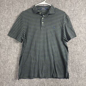 Polo Ralph Lauren Shirt Mens Size L Blue Green Striped Pima Soft Touch Preppy